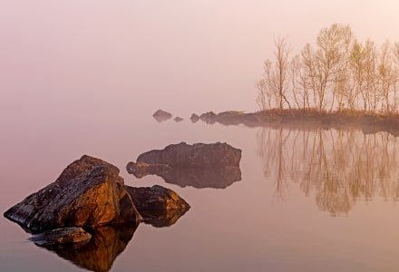 MHTsp63 Rock and Fog at Flagstaff Lake