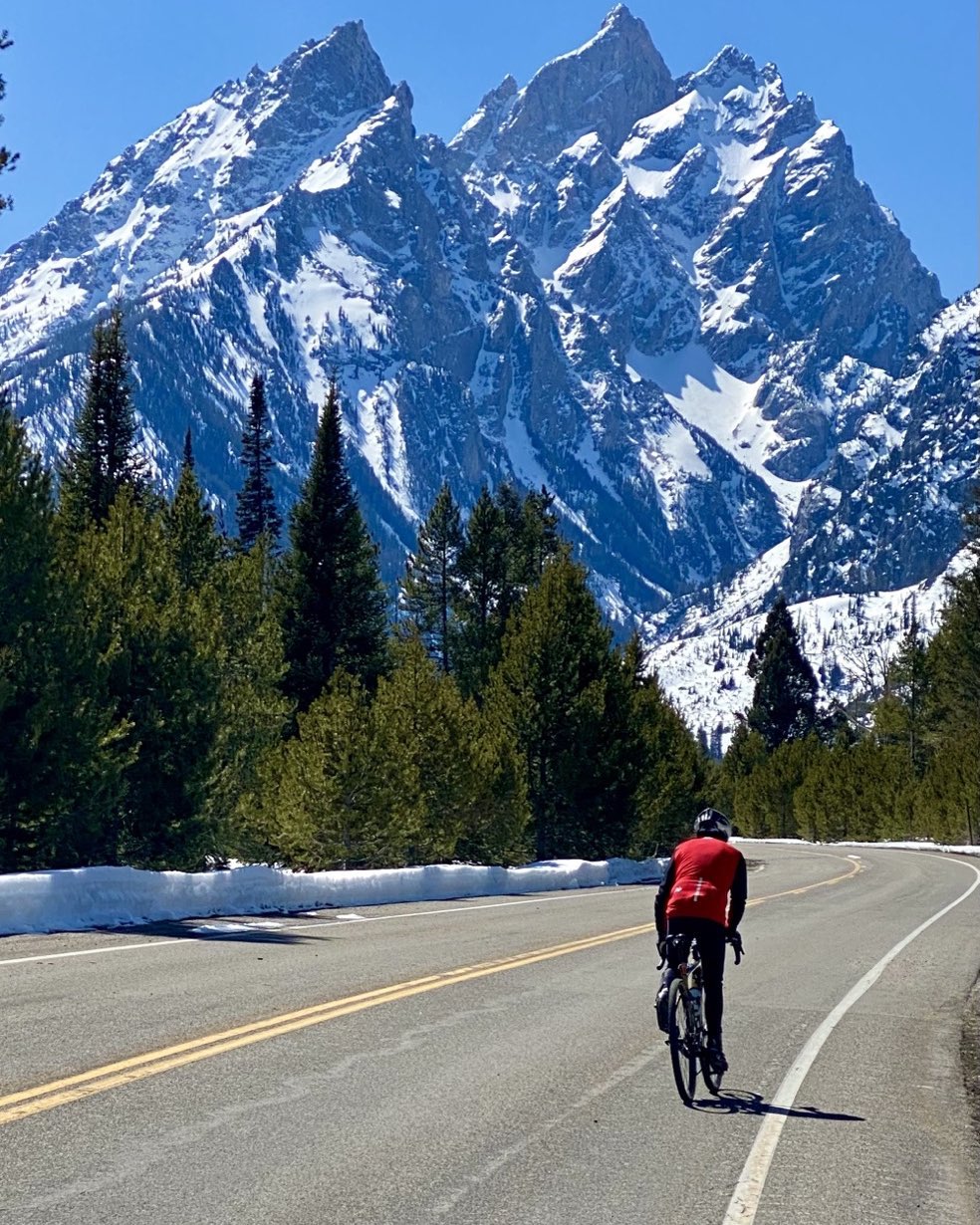 With ski season just about finished here in eastern Idaho we have started cycling season. Today we enjoyed a spectacular ride through Teton National Park. The Park Service clears the roads in early April, but no auto traffic is permitted until May 1, so a unique cycling month is possible. There were hundreds of people riding every type of bicycle on the park roads. #tetonnationalpark ##orcuttphotography.com #cyclinginnationalparks #bestofthegemstate