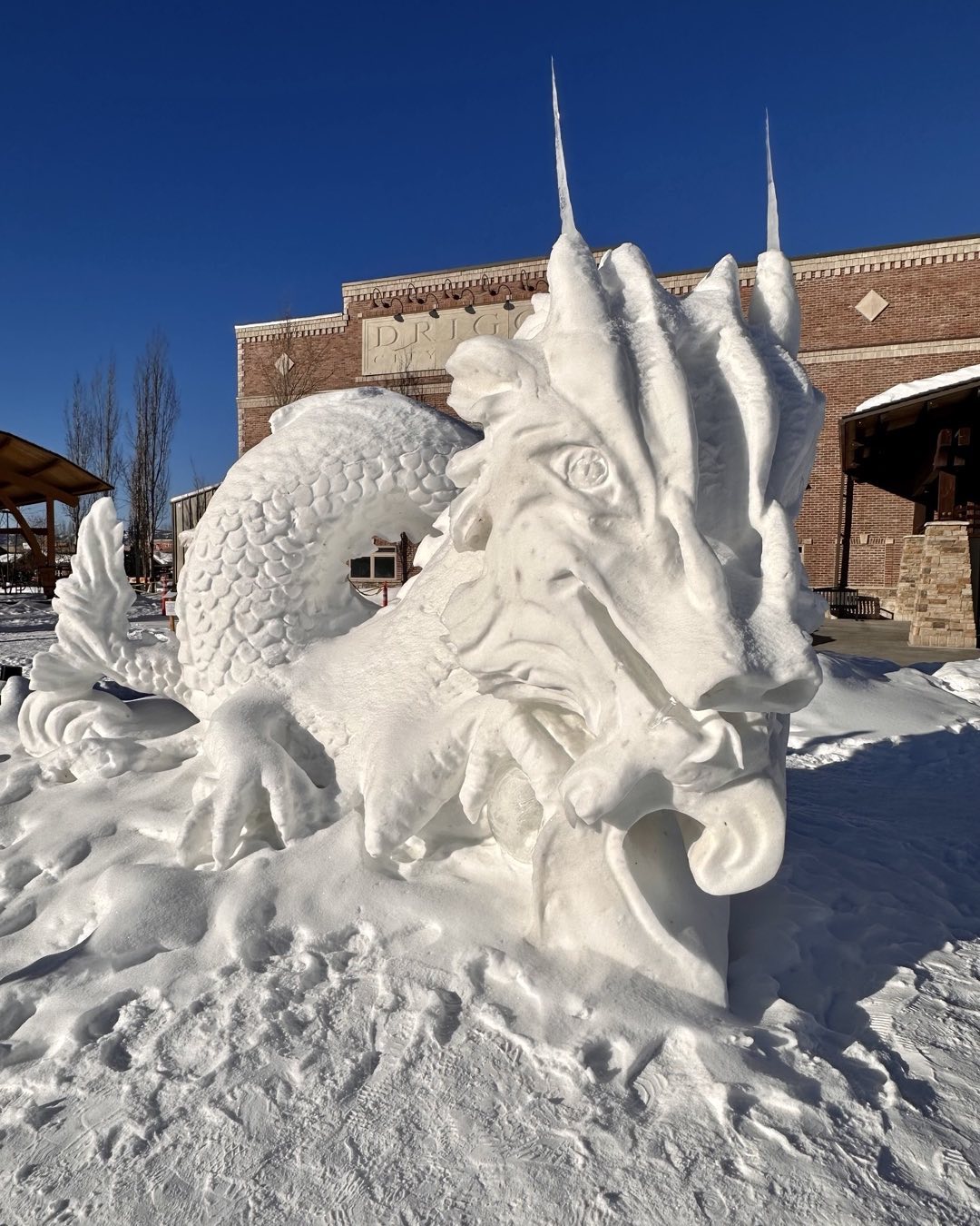 Intricate snow sculptures celebrate winter in downtown Driggs, Idaho. #snowsculptures #driggsidaho #tetonvalleyidaho #bestofthegemstate #communityspirit #orcuttphotography.com #winterinidaho